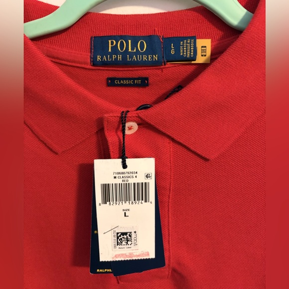 NWT Polo Ralph Lauren Men's Classic Fit Long Sleeve Red Mesh Polo Shirt - Picture 3 of 7